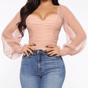 Fashion Nova Nude Crop Blouse